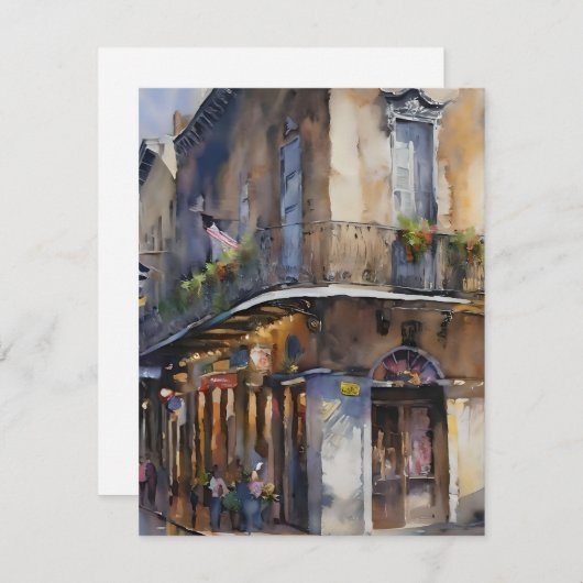 Herinneringen aan New Orleans - Bourbon Street H Feestdagenkaart (Voorkant / Achterkant)