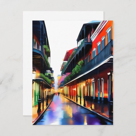 Herinneringen aan New Orleans - Bourbon Street M Feestdagenkaart (Voorkant / Achterkant)