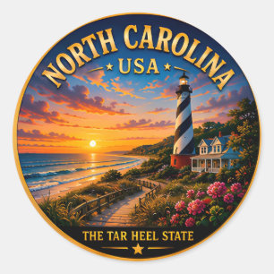 Herinneringen aan vakanties aan de Noord-Carolina- Ronde Sticker