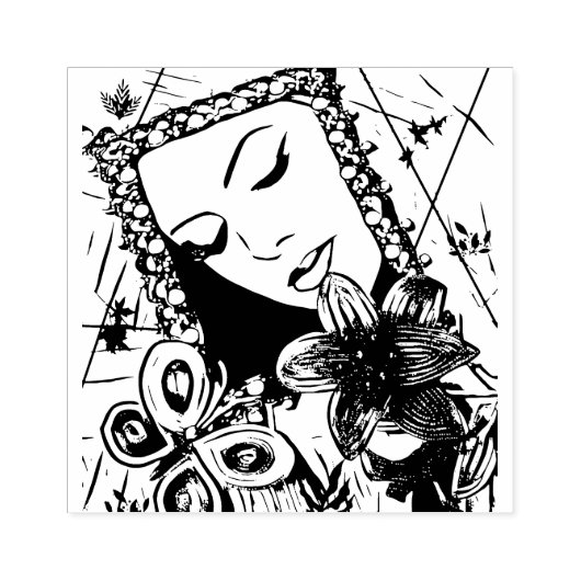 Herinneringen Abstracte vrouw Surreal Originele Ku Rubberstempel (Afrduk)