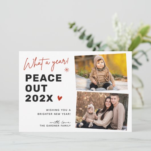 Herinneringen en een nieuw begin: 2 Photo Peace Ou Feestdagenkaart (Staand voorkant)