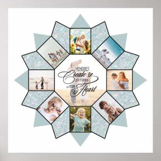 Herinneringen Foto Collage Zee Glas ID1016 Poster (Voorkant)