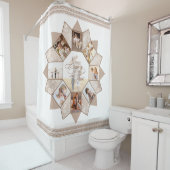 Herinneringen Fotocollage Aarde Tonen ID1016 Douchegordijn (In situ)