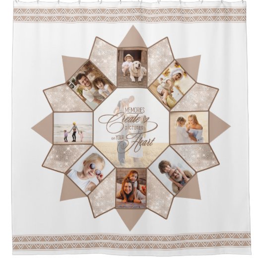 Herinneringen Fotocollage Aarde Tonen ID1016 Douchegordijn (Voorkant)