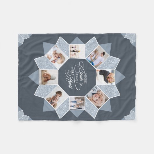 Herinneringen Fotocollage Blauw ID1016 Fleece Deken (Voorkant (Horizontaal))