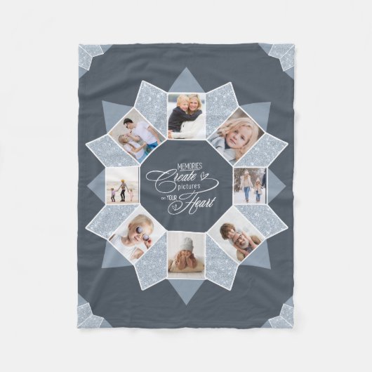 Herinneringen Fotocollage Blauw ID1016 Fleece Deken (Voorkant)