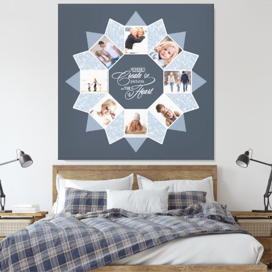 Herinneringen Fotocollage Dusty Blue ID1016 Canvas Afdruk (Insitu (Slaapkamer))