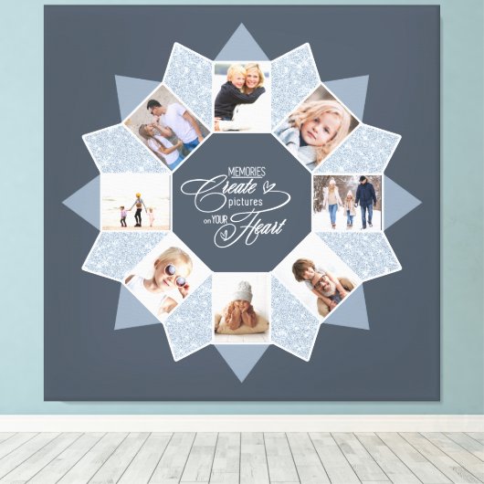 Herinneringen Fotocollage Dusty Blue ID1016 Canvas Afdruk (Insitu (Houten vloer))