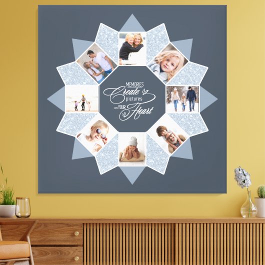 Herinneringen Fotocollage Dusty Blue ID1016 Canvas Afdruk (Insitu (Woonkamer))