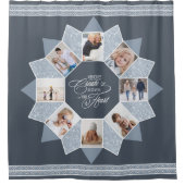 Herinneringen Fotocollage Dusty Blue ID1016 Douchegordijn (Voorkant)