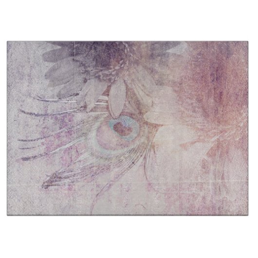 Herinneringen: Gerbera Flower + Peacock Feather Snijplank (Voorkant)