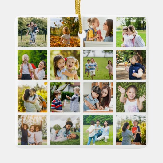 Herinneringen in Beweging:  16 Fotocollage Keramisch Ornament (Voorkant)