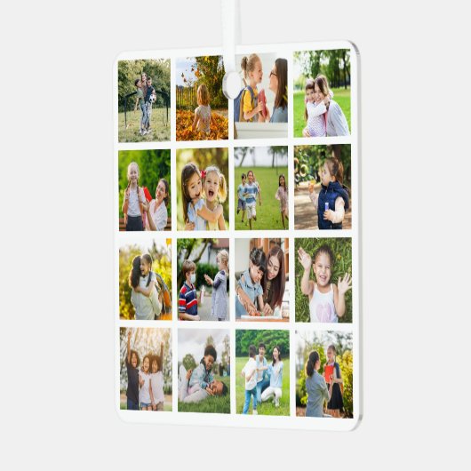 Herinneringen in Beweging:  16 Fotocollage Metalen Ornament (Voorkant links)