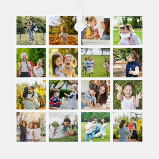 Herinneringen in Beweging:  16 Fotocollage Metalen Ornament (Voorkant)