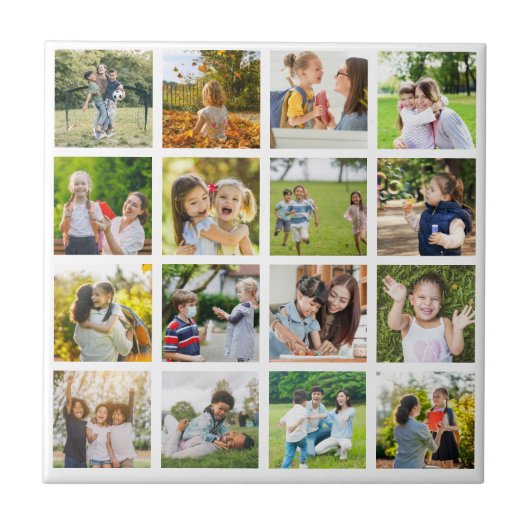 Herinneringen in Beweging:  16 Fotocollage Tegeltje (Voorkant)