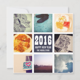 Herinneringen Instagram Fotocollage 2016 Navy Blue Feestdagenkaart