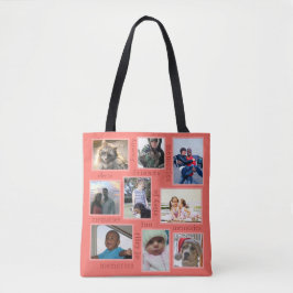 Herinneringen Koraal Modern Trendy 18 Foto Collage Tote Bag