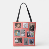 Herinneringen Koraal Modern Trendy 18 Foto Collage Tote Bag (Achterkant)