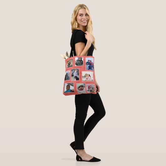 Herinneringen Koraal Modern Trendy 18 Foto Collage Tote Bag (Op model)