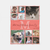 Herinneringen Koraal Monogram 10 Foto Collage Fleece Deken (Voorkant)