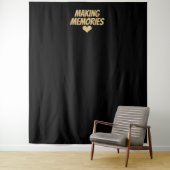 Herinneringen maken Goud Zwart Trouwfoto Achtergro Wandkleed (In situ)