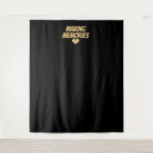 Herinneringen maken Goud Zwart Trouwfoto Achtergro Wandkleed (Voorkant)