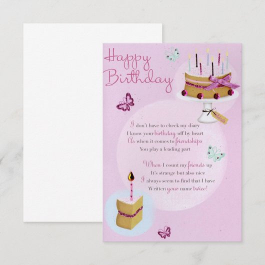 Herinneringen maken op je verjaardag" bedankkaart (Voorkant / Achterkant)