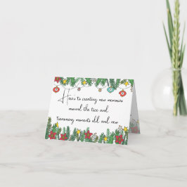 Herinneringen maken rond de kerstboom feestdagen kaart