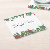 Herinneringen maken rond de kerstboom kartonnen onderzetters (Schuin)