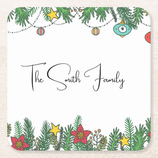 Herinneringen maken rond de kerstboom kartonnen onderzetters (Voorkant)