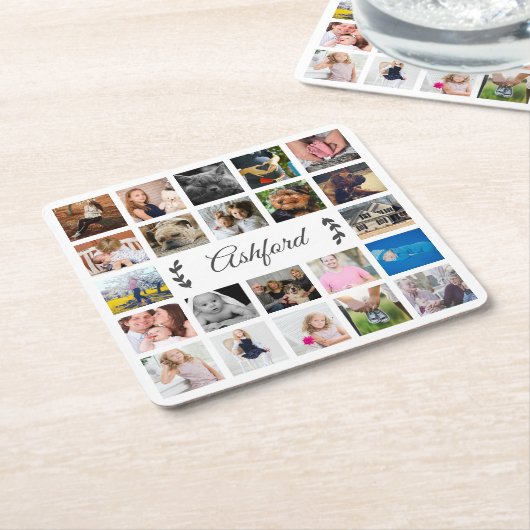Herinneringen Moderne 22 Foto Collage & aangepaste Kartonnen Onderzetters (Schuin)