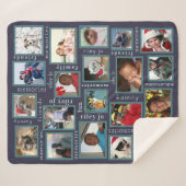 Herinneringen Navy Blue 20 Foto Collage Persoonlij Sherpa Deken (Voorkant (horizontaal))