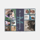 Herinneringen Navy Blue Monogram 10 Foto Collage Fleece Deken (Voorkant (Horizontaal))
