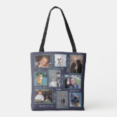 Herinneringen Navy Modern Trendy 18 Foto Collage Tote Bag (Achterkant)