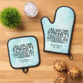 Herinneringen Niet Calorieën lichtblauw Ovenwant & Pannenlap Set