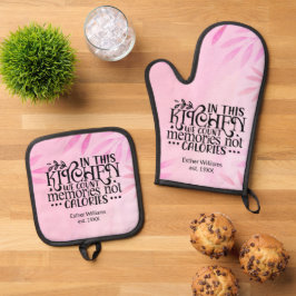 Herinneringen Niet Calorieën lichtroze Ovenwant & Pannenlap Set