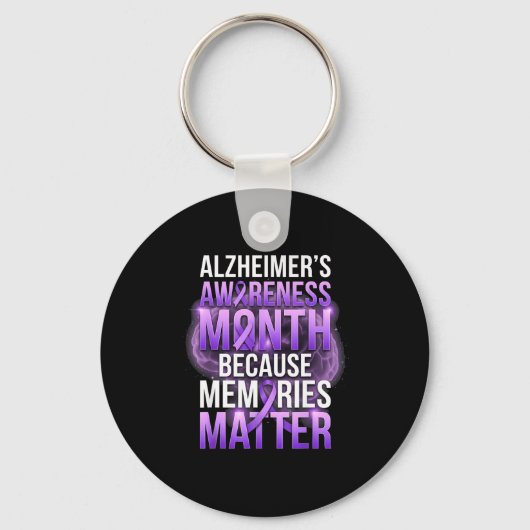 Herinneringen paarse lint alzheimerbewustzijnsmaan sleutelhanger (Voorkant)