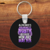 Herinneringen paarse lint alzheimerbewustzijnsmaan sleutelhanger (Voorkant)