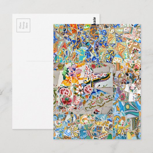 Herinneringen. Park Güell. Geweldig mozaïek. Deel  Briefkaart (Voorkant / Achterkant)