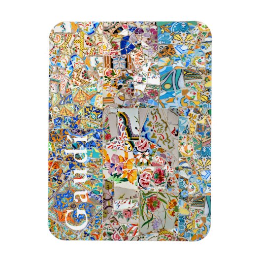 Herinneringen. Park Güell. Geweldig mozaïek. Deel  Magneet (Verticaal)