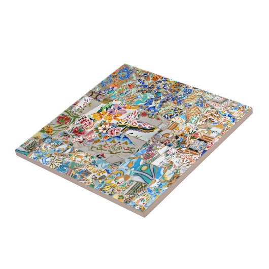 Herinneringen. Park Güell. Geweldige mozaïek. Deel Tegeltje (Zijkant)