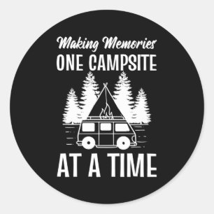 Herinneringen per camping avontuurlijk maken ronde sticker