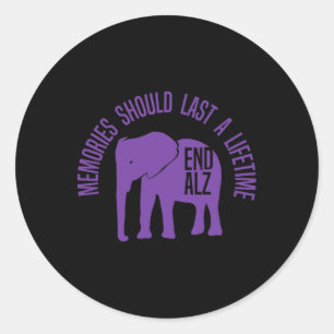 Herinneringen probleem Paarse olifant en tekst Hei Ronde Sticker