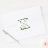 Herinneringen rond de kerstboom creëren vierkante sticker (Envelop)