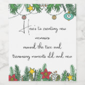 Herinneringen rond de kerstboom creëren wijn etiket (Enkel label)