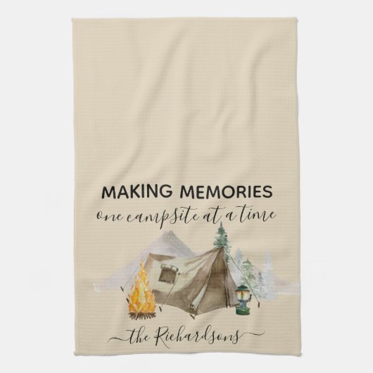 Herinneringen tegelijk één kampeerplaats maken theedoek (Verticaal)