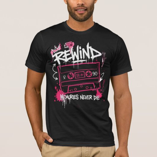Herinneringen Terugspoelen Nooit Sterven Retro Gra T-shirt (Voorkant)