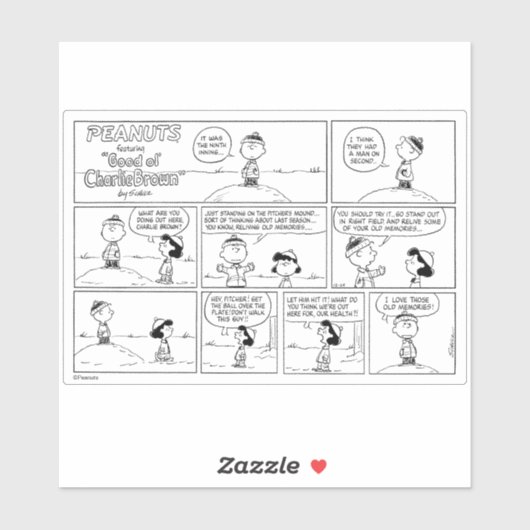 Herinneringen van Charlie Brown bij de pitcher's h Sticker (Vel)