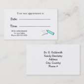 Herinneringen voor benoeming van tandartsen afsprakenkaartje (Voorkant / Achterkant)