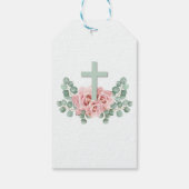 Herinneringen voor Doop Kruis en Bladeren Doopsel Cadeaulabel (Achterkant)